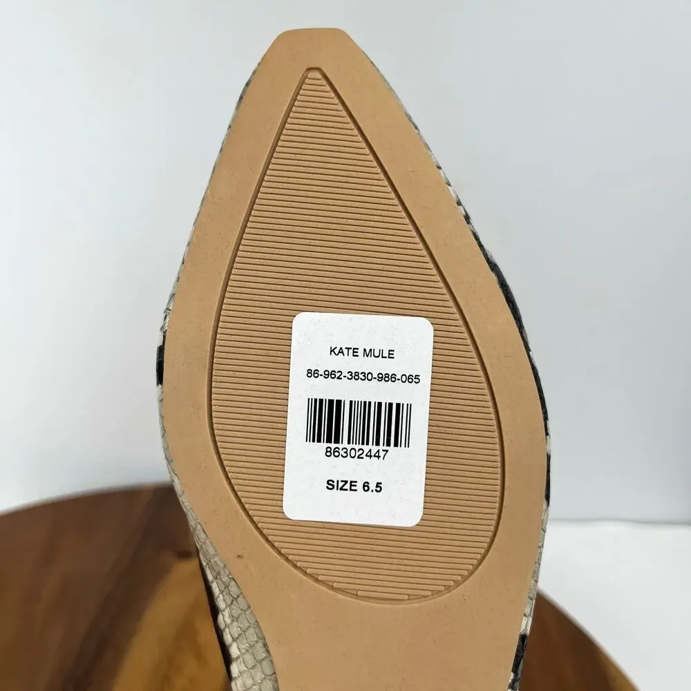 New York & Co Kate Flat Mule Snakeprint Ivory Womens Size 6.5 Flats Mules Shoes